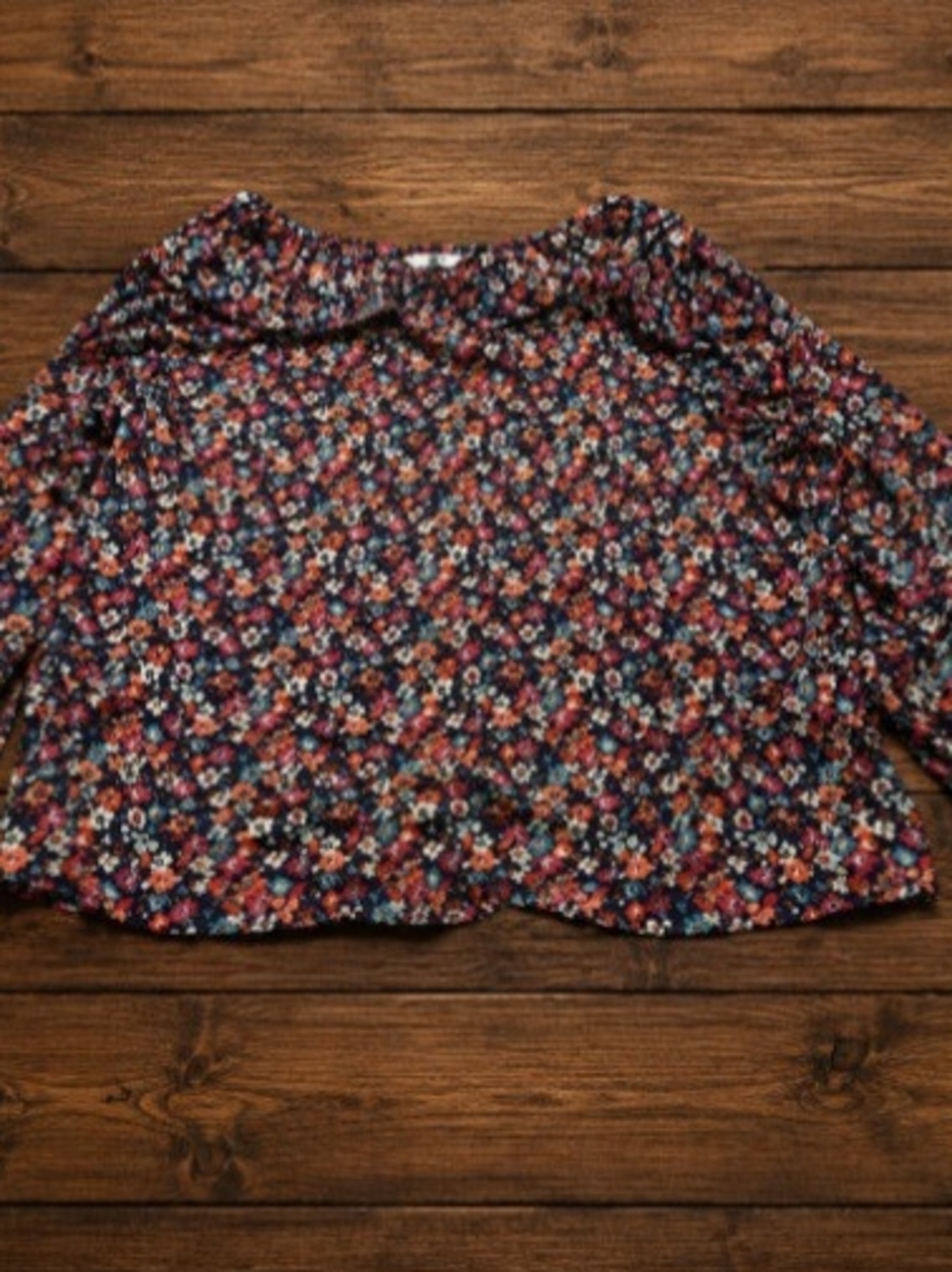 croft & barrow Black Floral Tie-Neck Blouse - Picture 4 of 4